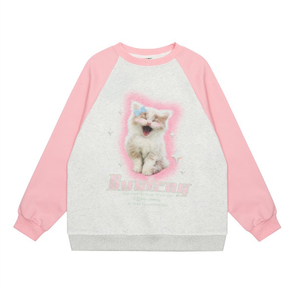 가바바 여성 귀여운 고양이가 프린팅된 나그랑 오버핏 긴팔 티셔츠 G77848 (빅사이즈 M~XL) - 10대, 20대, 30대 여성쇼핑몰 남성쇼핑몰 | 가바바