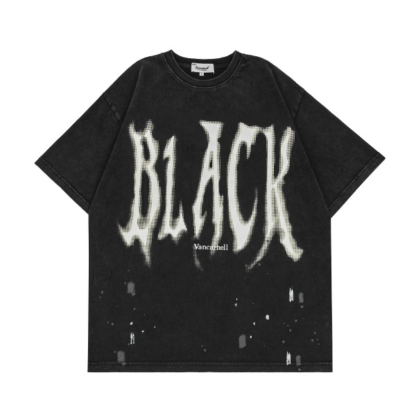 가바바 남녀공용 빈티지한 블랙 로고 반팔 티셔츠 G77014 (빅사이즈 M~2XL) - 10대, 20대, 30대 여성쇼핑몰 남성쇼핑몰 | 가바바