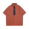 가바바 남녀공용 셔츠 영국 스타일 카라 타이 반팔 셔츠 G77228